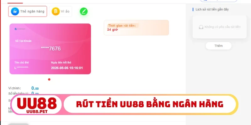 Rút tiền UU88 bằng ngân hàng